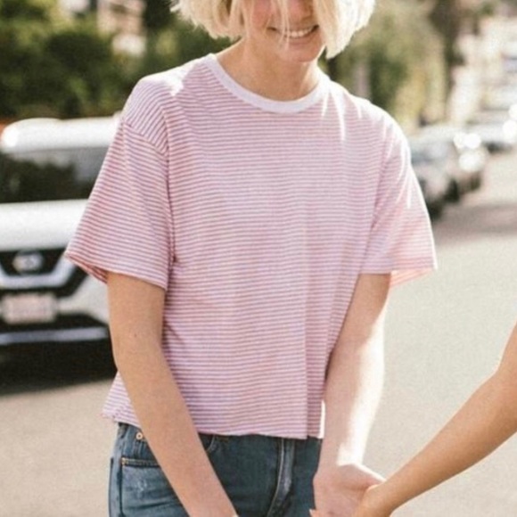 Brandy Melville Tops - Brandy Melville White w/ Red Stripes Aleena Top